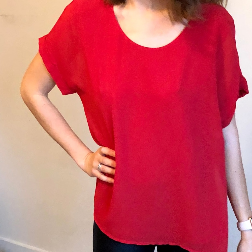 Boutique brand red sheer top